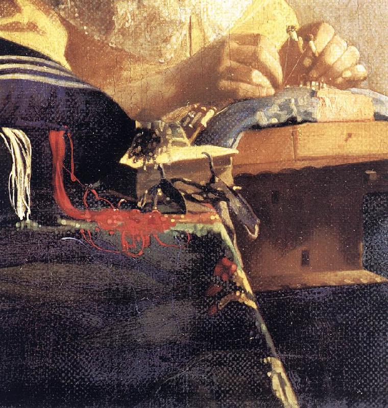 VERMEER VAN DELFT, Jan The Lacemaker (detail) qwr oil painting picture